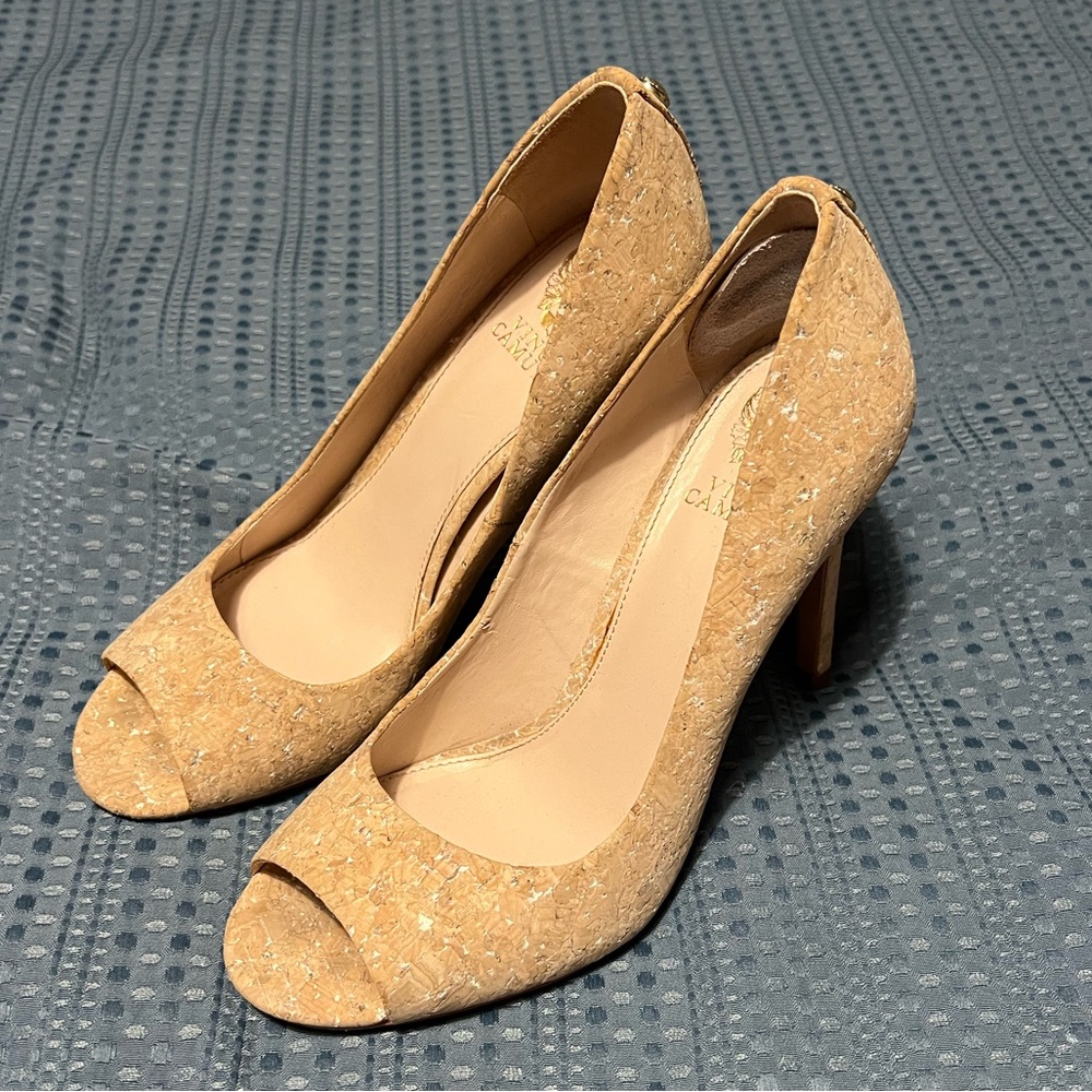 Vince Camuto Light Cork Open Toe Heels